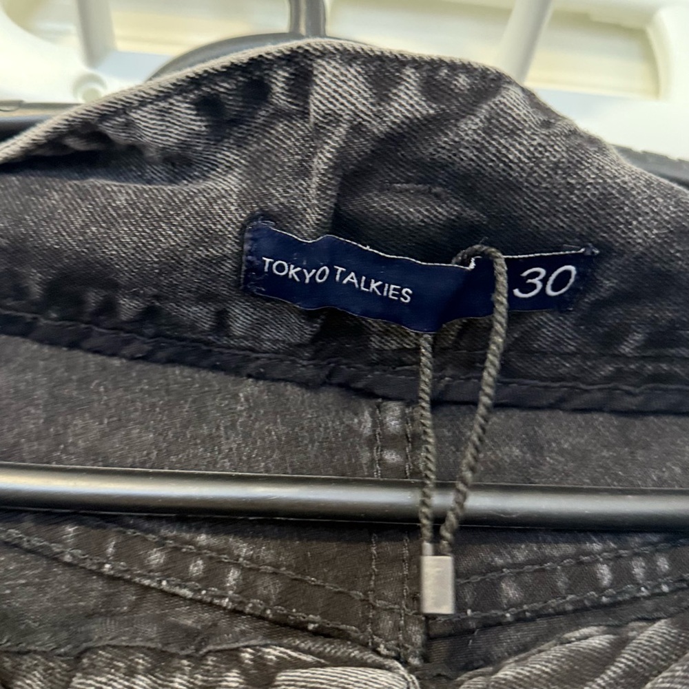 High Rise Black Jeans with Faded Texture